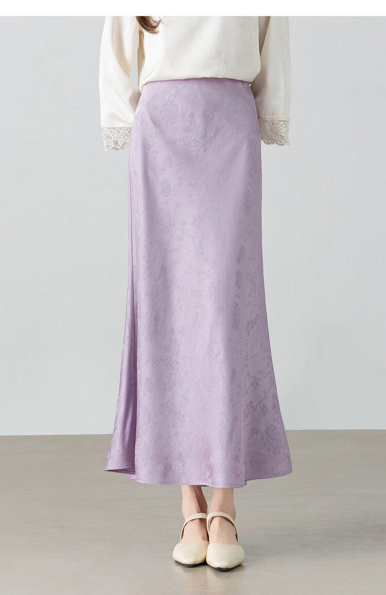 Shangdu Bila Gentle Elegant Summer High-Waist Stretch Jacquard Mermaid Midi Skirt for Women 12