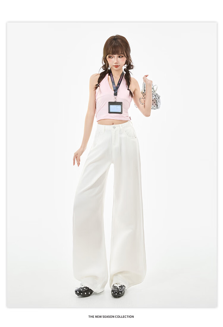 Free Style Tencel Soft Denim Straight Leg Pants Women 2026 Summer Thin High Waist Slim Lenzing White Loose Wide Leg Pants 19