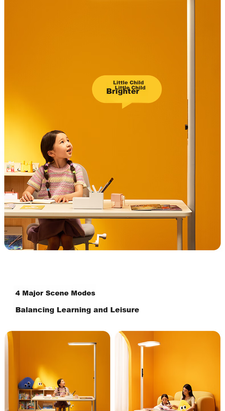 Tongshijie Red Light Eye Protection Smart Voice-Controlled Full Spectrum Floor Desk Lamp Children's Blue Light and Flicker Protection Study Lamp 140W 20