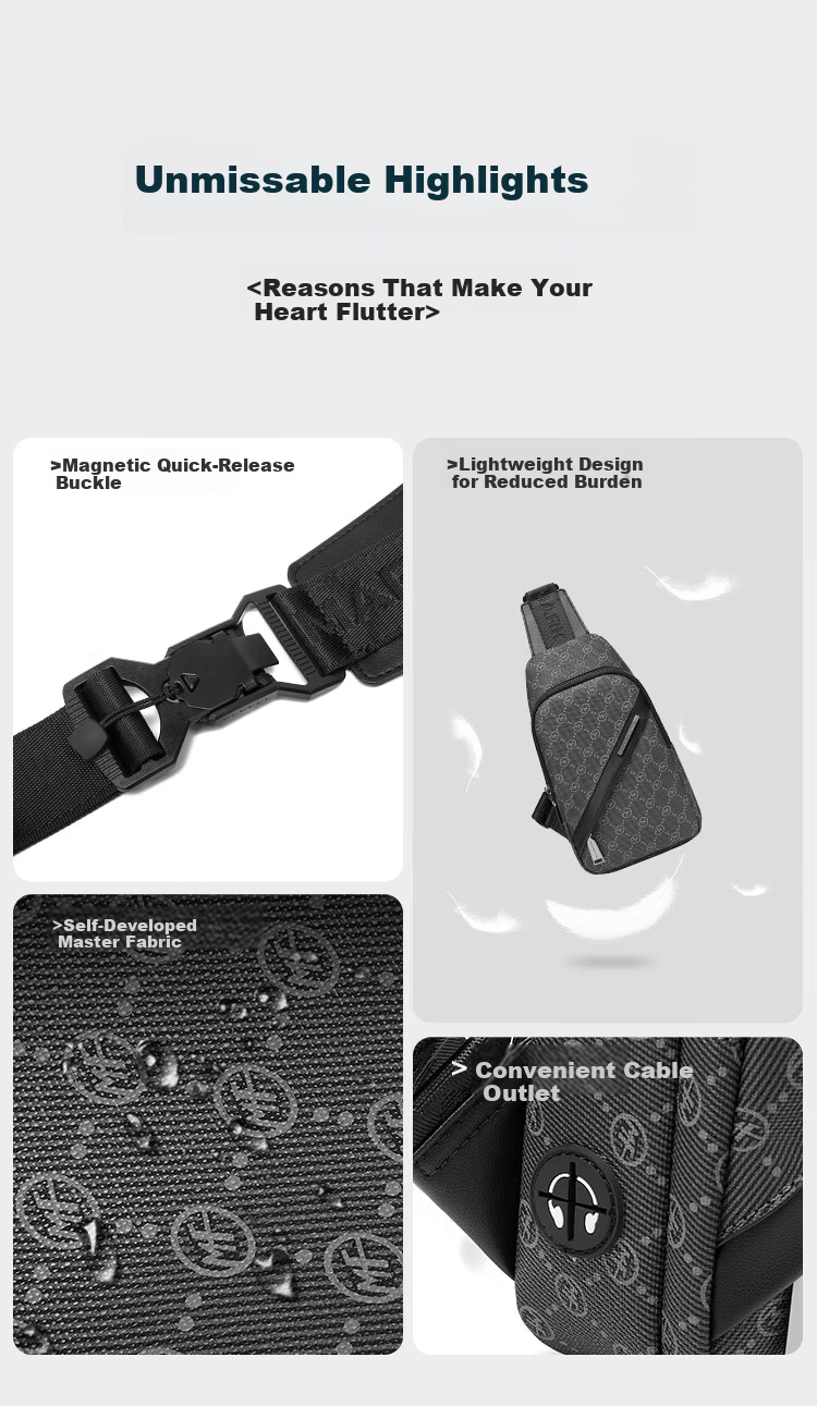 Mark Fairwhale High-end Light Luxury Men's Crossbody Bag Large Capacity Casual Commuter Portable Small Shoulder Chest Bag 2