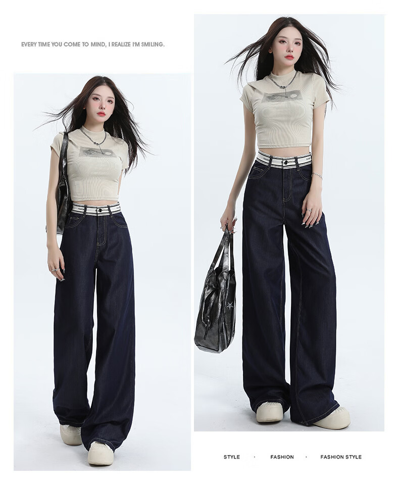 Jeanswest Women's Summer 2026 Tencel Lightweight Wide-Leg Straight Loose Denim Pants Light Blue S 17