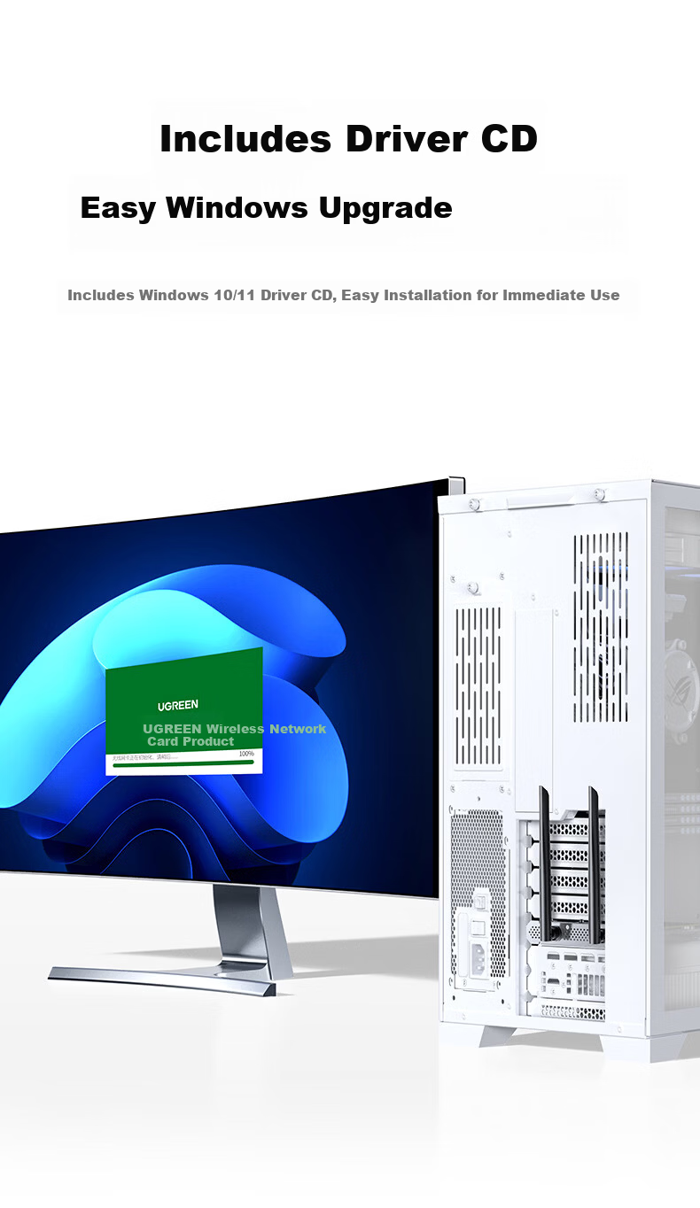 UGREEN PCIe WiFi6 Wireless Network Card Bluetooth 5.4 Dual-Band 5G AX900 Internal Card Bluetooth 2-in-1 Motherboard WiFi Module for Desktop PC 17