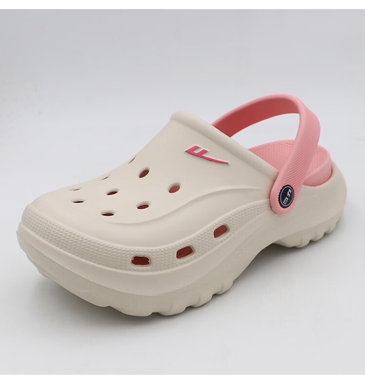 Warrior Women's Hollow-out Shoes Height Increasing Soft Sole Garden Shoes Outdoor Wear-resistant Casual Sandals SDJ-0767 Beige Pink Size 37 3