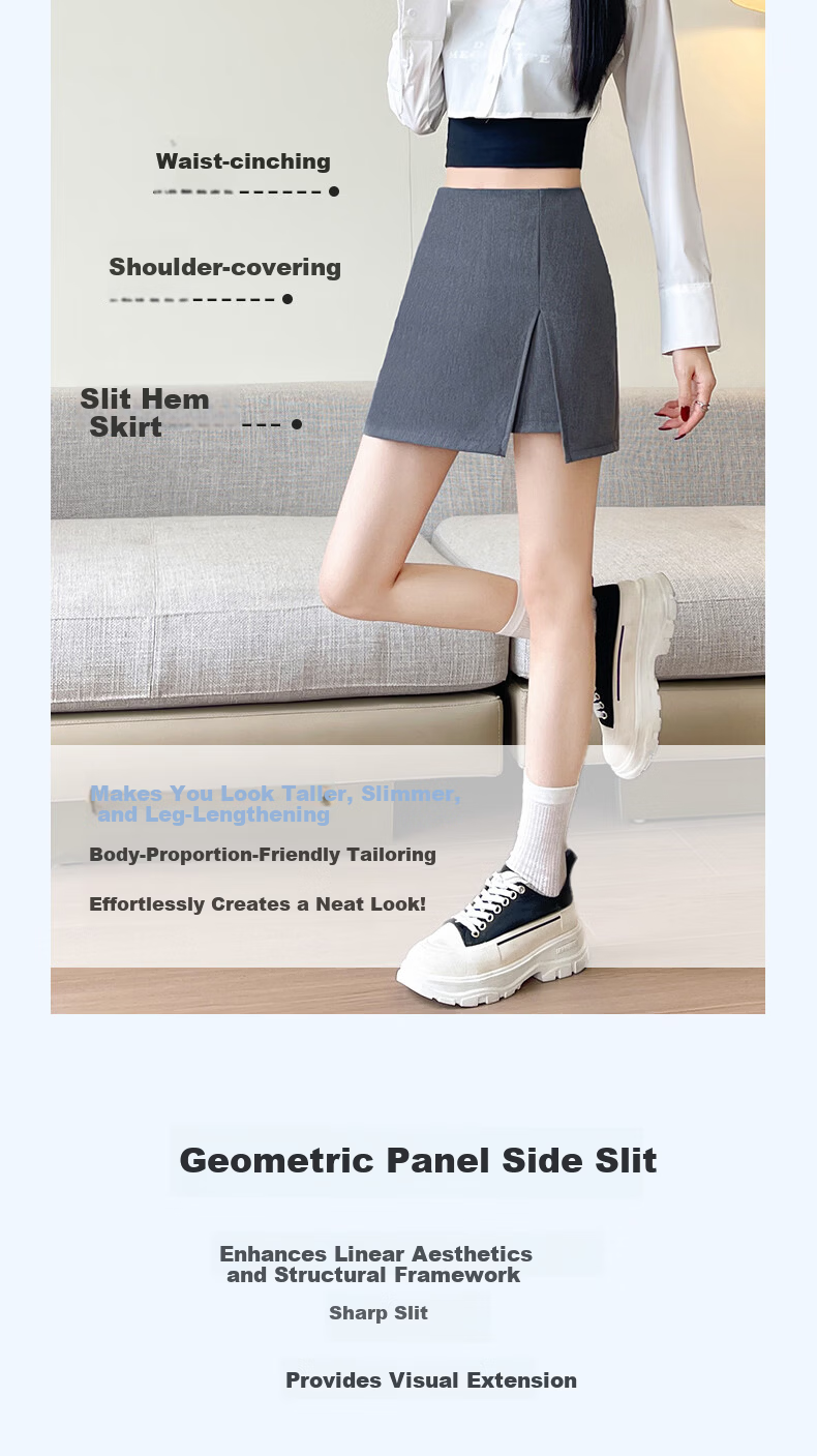 Langsha A-Line High-Waist Slim Fit Hip Skirt Women's Spring Summer 2026 Sexy Split Suit Short Skirt 7