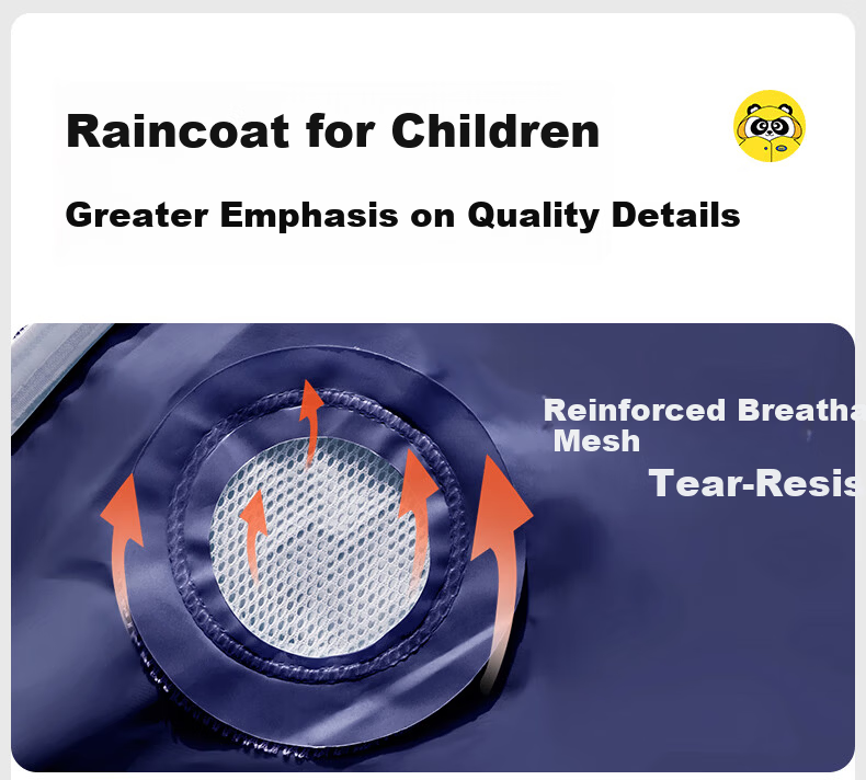 Moremerry Children's Raincoat for Boys And Girls, Full-Body Waterproof Poncho for Primary And Secondary School Students, Navy Blue Mecha Design, Size 4XL 16
