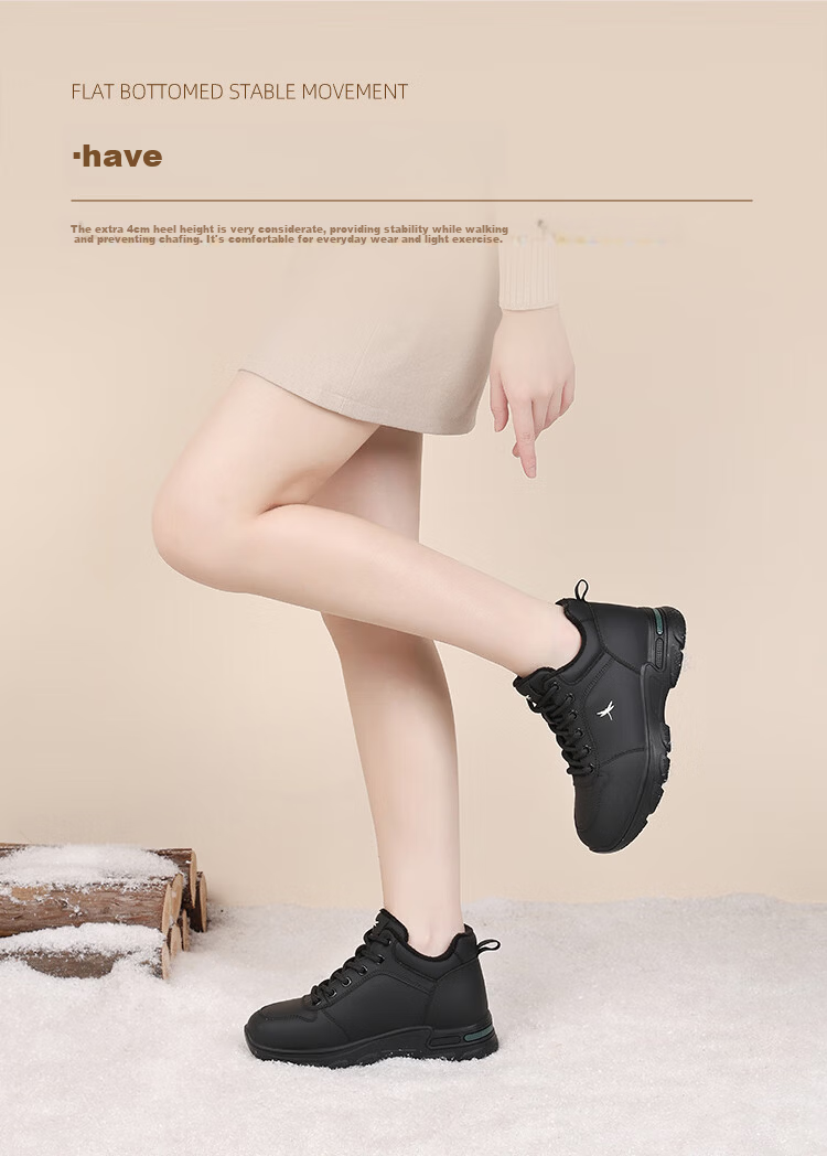 Red Dragonfly Women's Dad Sneakers Autumn Winter Fleece Lined Height Increasing Running Shoes Outdoor Thick Sole Lightweight Sports Shoes EXC451341 Black Size 37 5