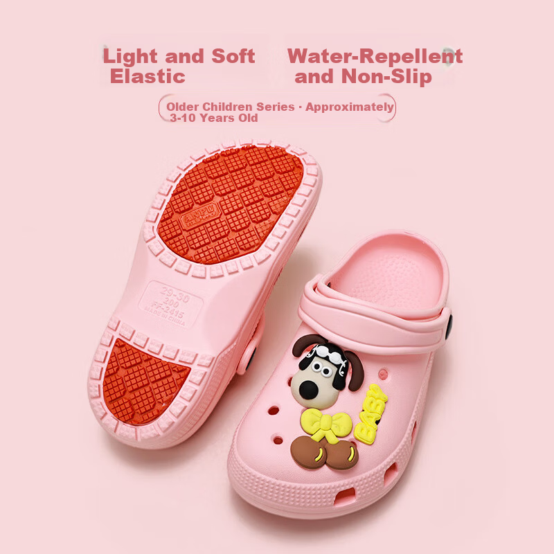 GUOLUOFEI Kids Slippers Boys Girls Summer Indoor Home Non-slip Outdoor Closed-toe Breathable Clog Shoes Pink Size 31-32