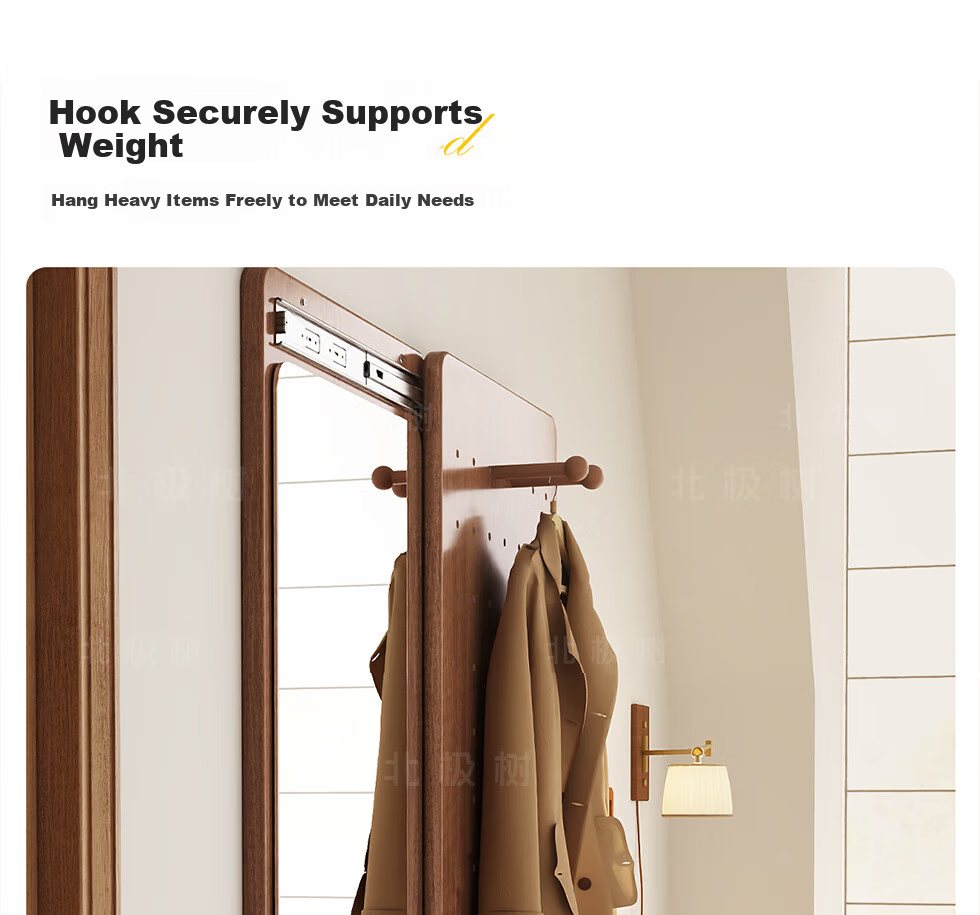 Arctic Tree Solid Wood Pegboard Dressing Mirror Hidden Sliding Mirror Home Wall-Mounted Concealed Entryway Fitting Mirror 13