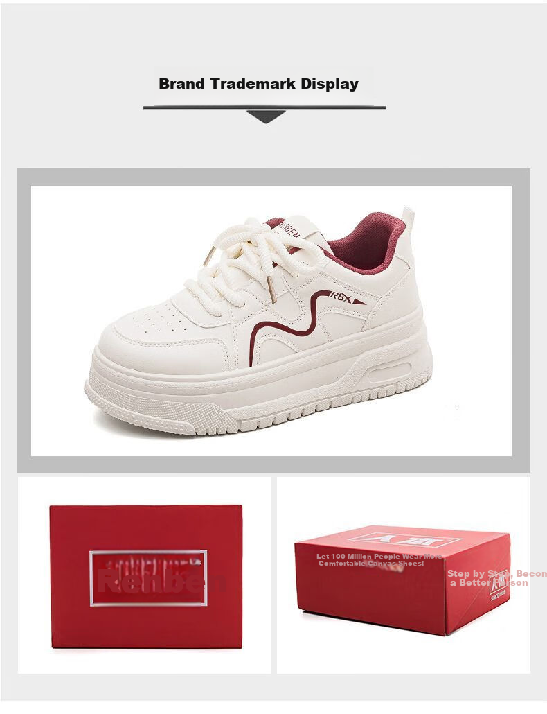 RENBEN College Style Versatile Thick-Soled Height-Increasing Comfortable Women's Sneakers 2026 Spring High-Value Korean Retro Brown Sneakers 16