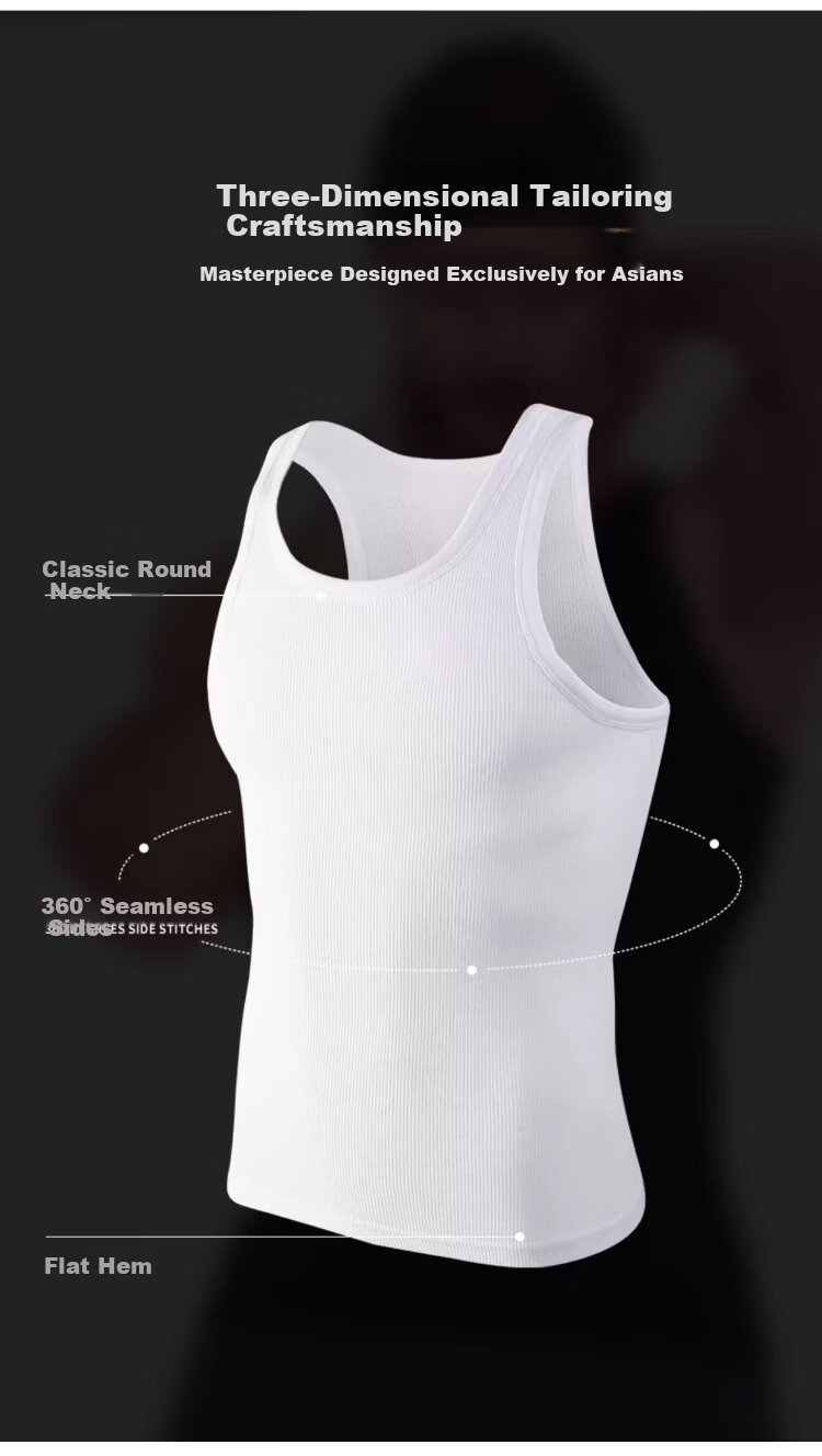 Langsha American Vintage Heavyweight Ribbed Cotton Men's Tank Top 300g Stretch Slim Fit Sports Fitness Summer Racerback 9
