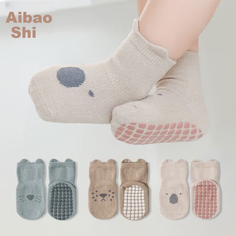 Aibao Baby Socks Spring and Autumn Toddler Non-slip Floor Socks Cooling Protection Foot Covers Early Education Socks 3 Pairs Size M S242