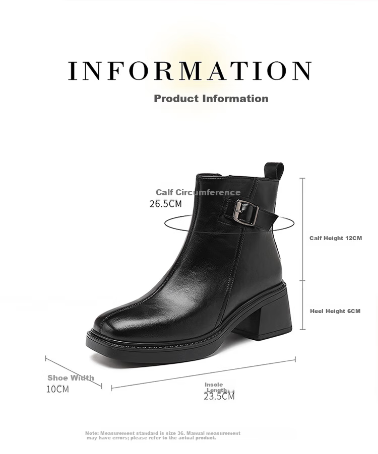 Red Dragonfly Women's Leather Durable Fashion Boots Stylish Versatile Soft Sole Lightweight Mom Short Boots WLC458101B Black Size 38 6