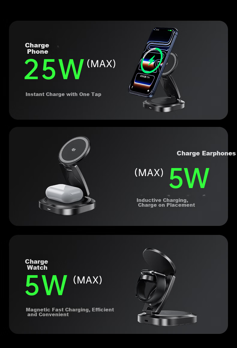 REMAX Qi2 Certified 35W 3-in-1 Wireless Charger Stand for Apple MagSafe iPhone 17/16 Pro iWatch Earbuds 7