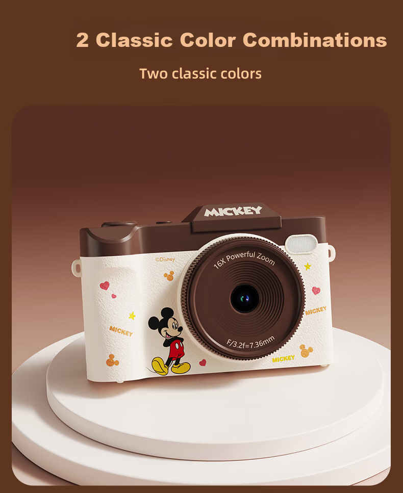 Disney Retro CCD Digital Camera with Flip Screen, Image Stabilization, Beauty Mode – Student Gift for Girlfriend's Birthday 520 27