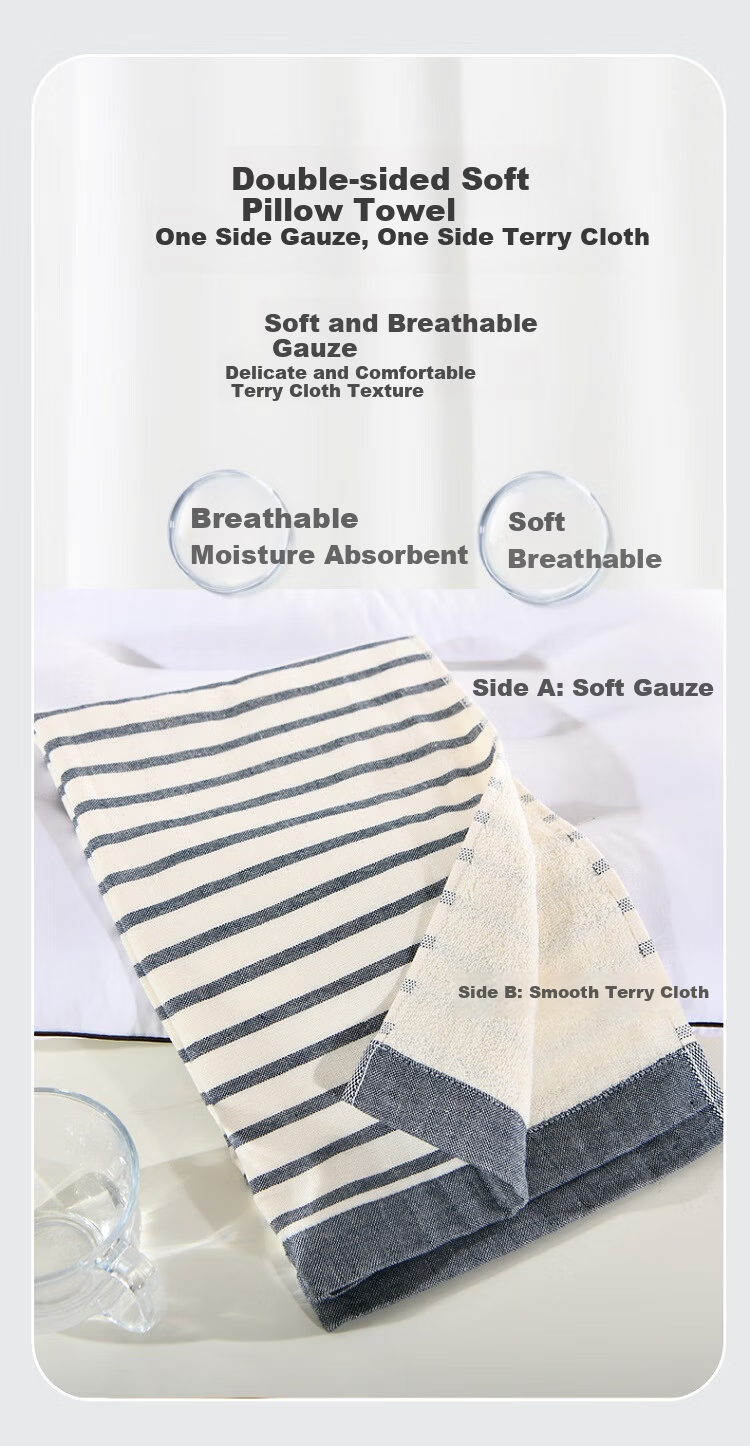 Matte Pure Cotton Pillowcase 5A Grade Copper Ion Antibacterial Gauze Pillow Towel 2-Pack Purple 50*80cm 150g Each 4