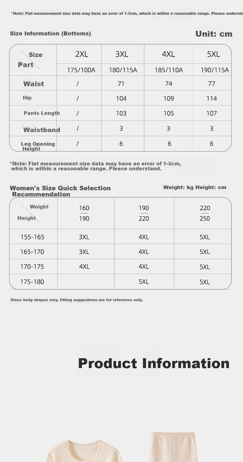 Yiershuang Plus Size Three-Layer Thickened 100% Cotton Antibacterial Thermal Underwear Set for Women Autumn Top and Bottom 8