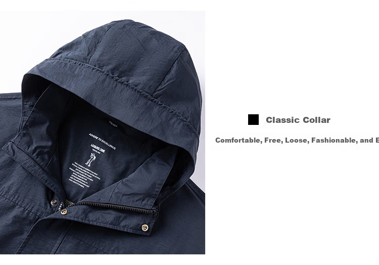 ROMON Spring Autumn Fashion Hooded Jacket Men Simple Business Versatile Outdoor Casual Jacket Coat 6