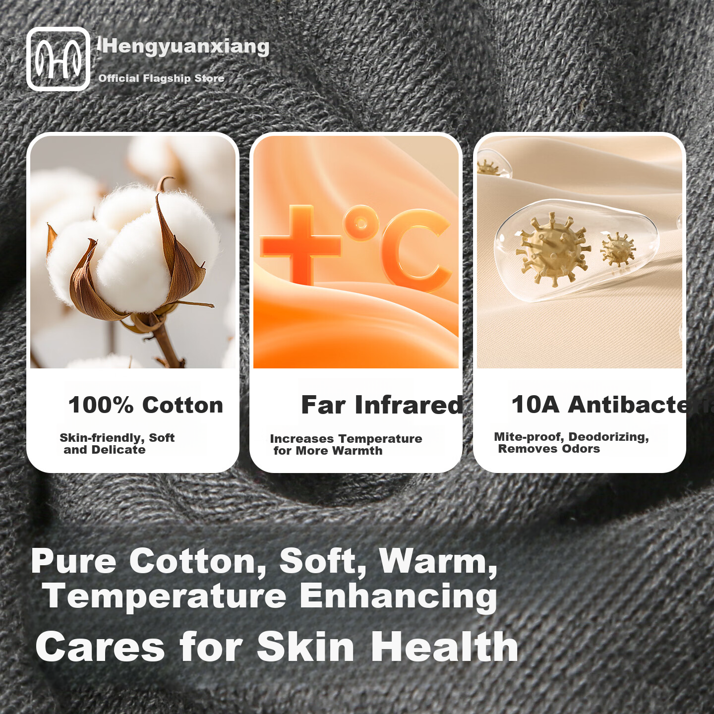 Hengyuanxiang [10A Pure Cotton Antibacterial] Autumn Winter Thermal Underwear Set for Men, Pure Cotton Thermal Pants and Cotton Sweater