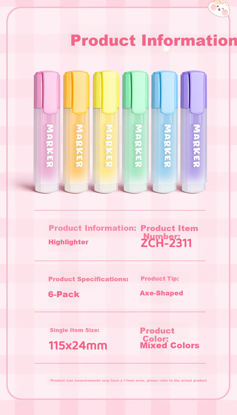 TRUECOLOR Fluorescent Highlighter Pen Student Marker Colorful Highlighting Pen Sakura Pink Single Piece 11
