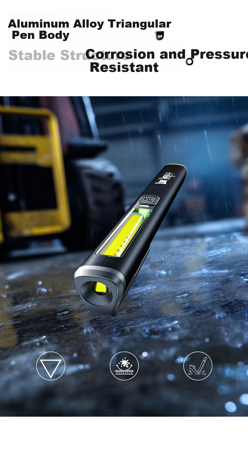 LEM Pen-Style High-Brightness Flashlight Compact Portable Work Light Automotive Repair Magnetic Rechargeable Multifunctional Inspection Tool 12