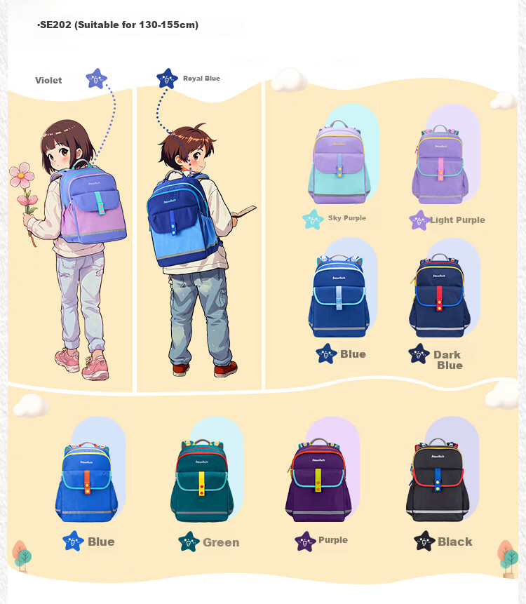 MoonRock Primary School Children's Ergonomic Backpack for Grades 3-5 Boys and Girls Large Capacity Dark Blue 7