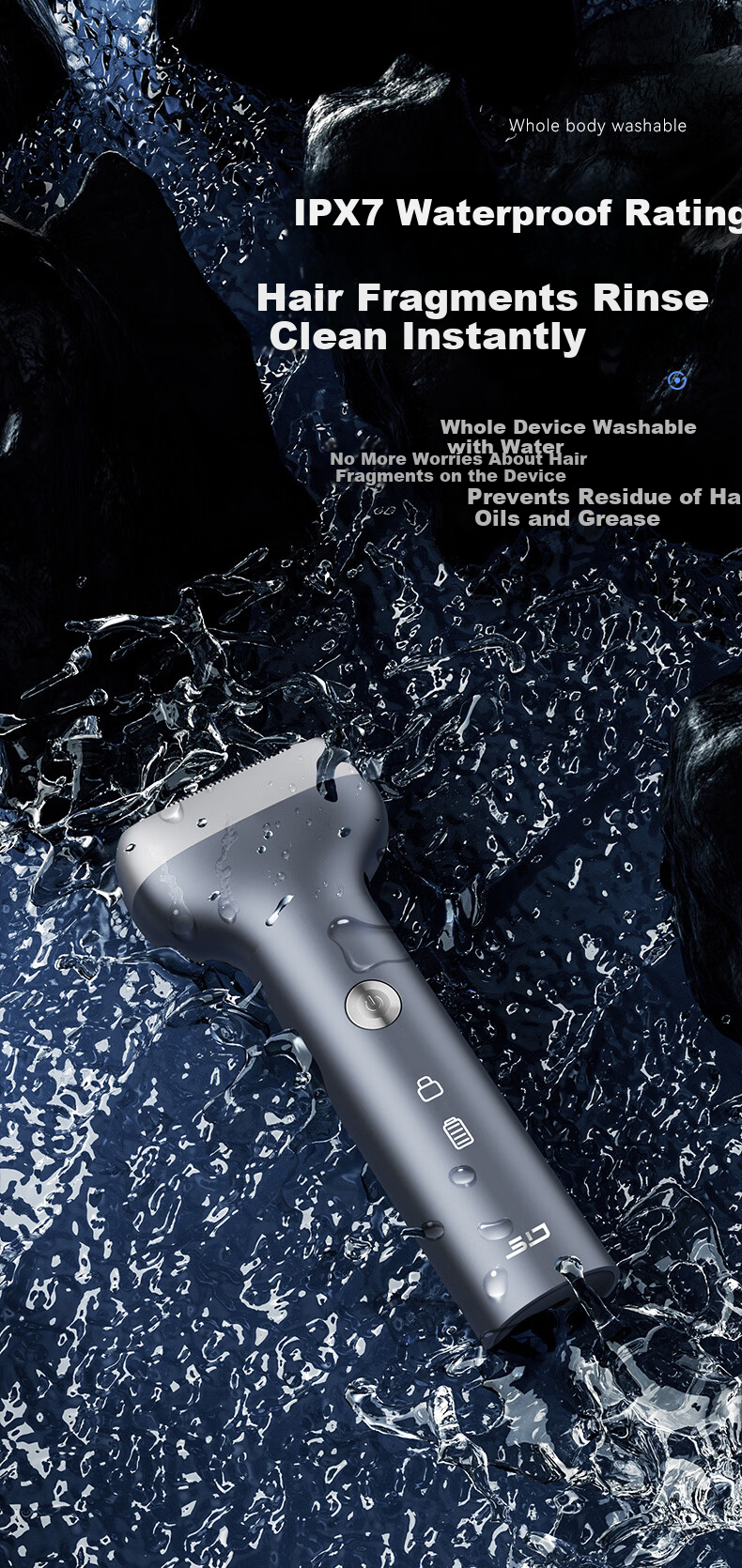 Superman Hangyang High-End Series High-Power Electric Shaver Reciprocating Small Hammer Full Body Washable Razor Type-C Fast Charging HS936 11