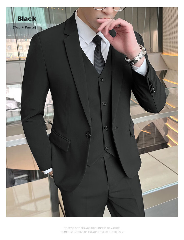 ROMON Men's Autumn Winter Business Slim Fit Suit Formal Wedding Attire 5