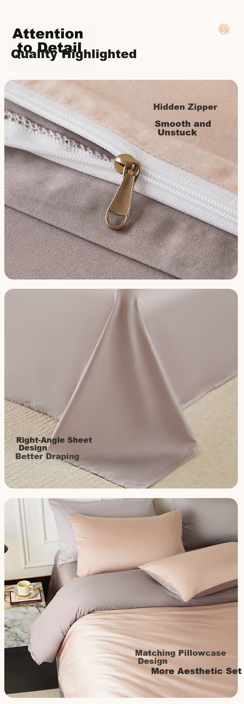 MUJI Bedding 100% Cotton A-Class 60-Count Four-Piece Sheet Set Elegant Purple with Sheep Stationery 1.8/2.0m Bed 2.0*2.4m Duvet Cover 10