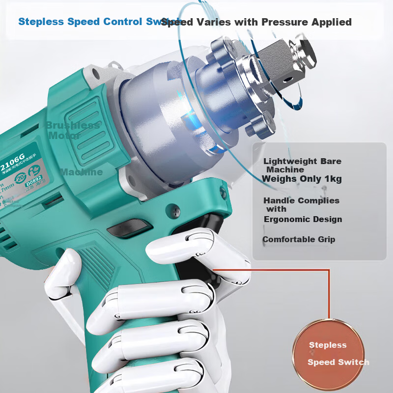 Dayi Electric Wrench 20V Lithium Battery Wrench A7-2106G Brushless Impact Wrench 310N Air Gun Wrench 6.0Ah Single Battery