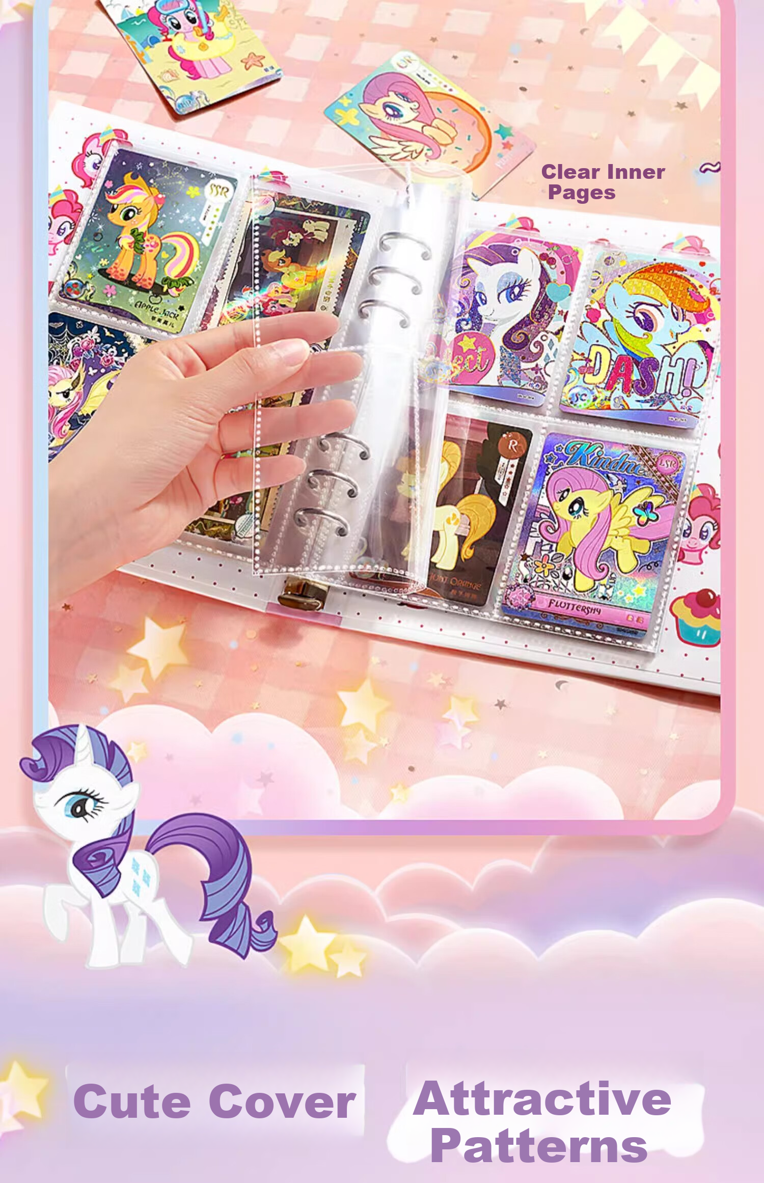 Shuxing My Little Pony Card Album Card Storage Book Small Card Collection Book Large Capacity Four-Grid High-Value Children's Card Collection Book 10