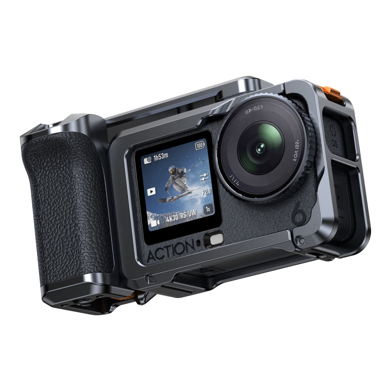JIAHUACAI DJI Action 6 Cage Street Shooting Handle Set Magnetic Quick Release Sports Camera Accessories Ultra-Light Full Aluminum Metal Frame Video Shooting Photography Expansion Frame