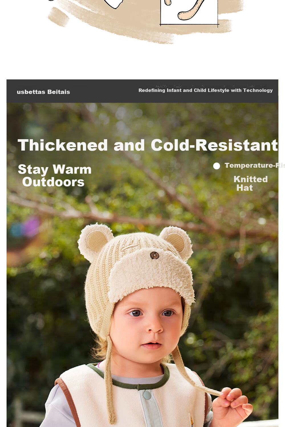 Betis Baby Hat Autumn Winter Infant Boys Windproof Warm Knitted Earflap Hat Spring Autumn Wool Hat 4