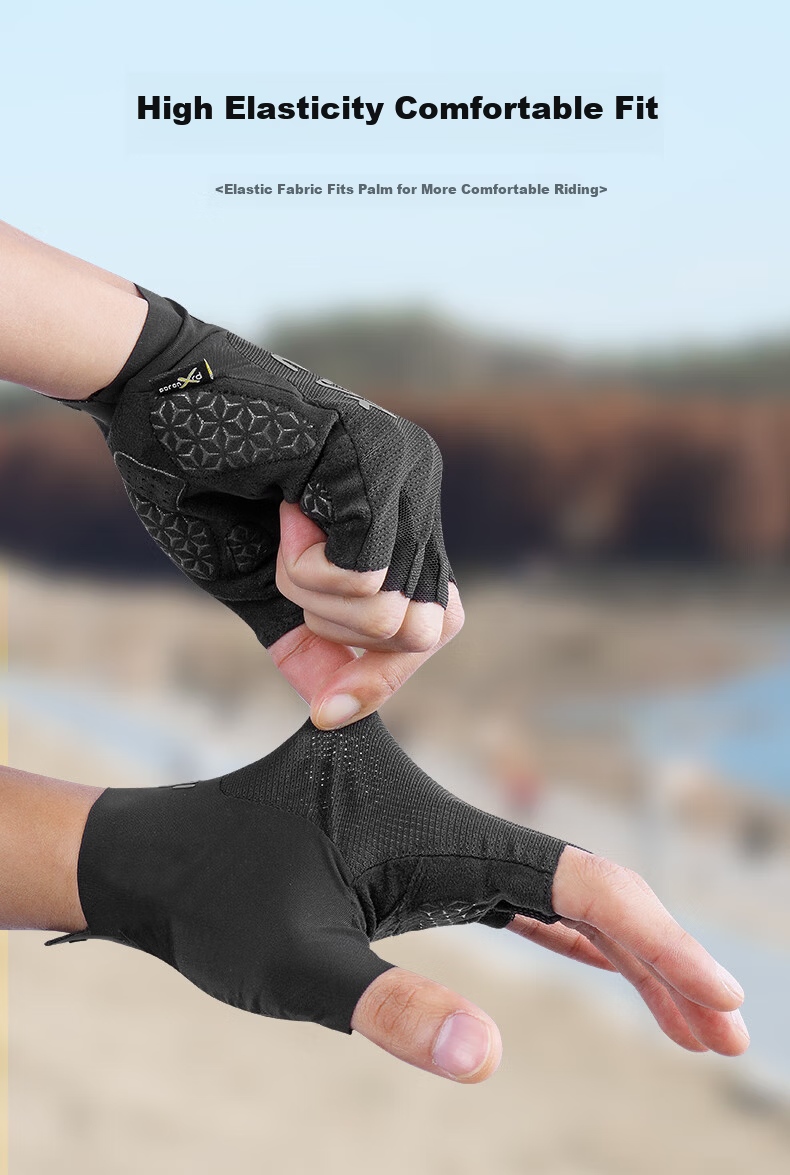 EVR Cycling Gloves Half Finger Summer Shock Absorption Short Finger Gloves White S 9