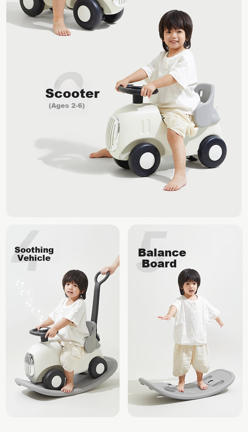 Babypods 6-in-1 Multifunctional Rocking Horse Ride-On Car Wooden Rocker Baby Toy for Boys and Girls First Birthday Gift 3