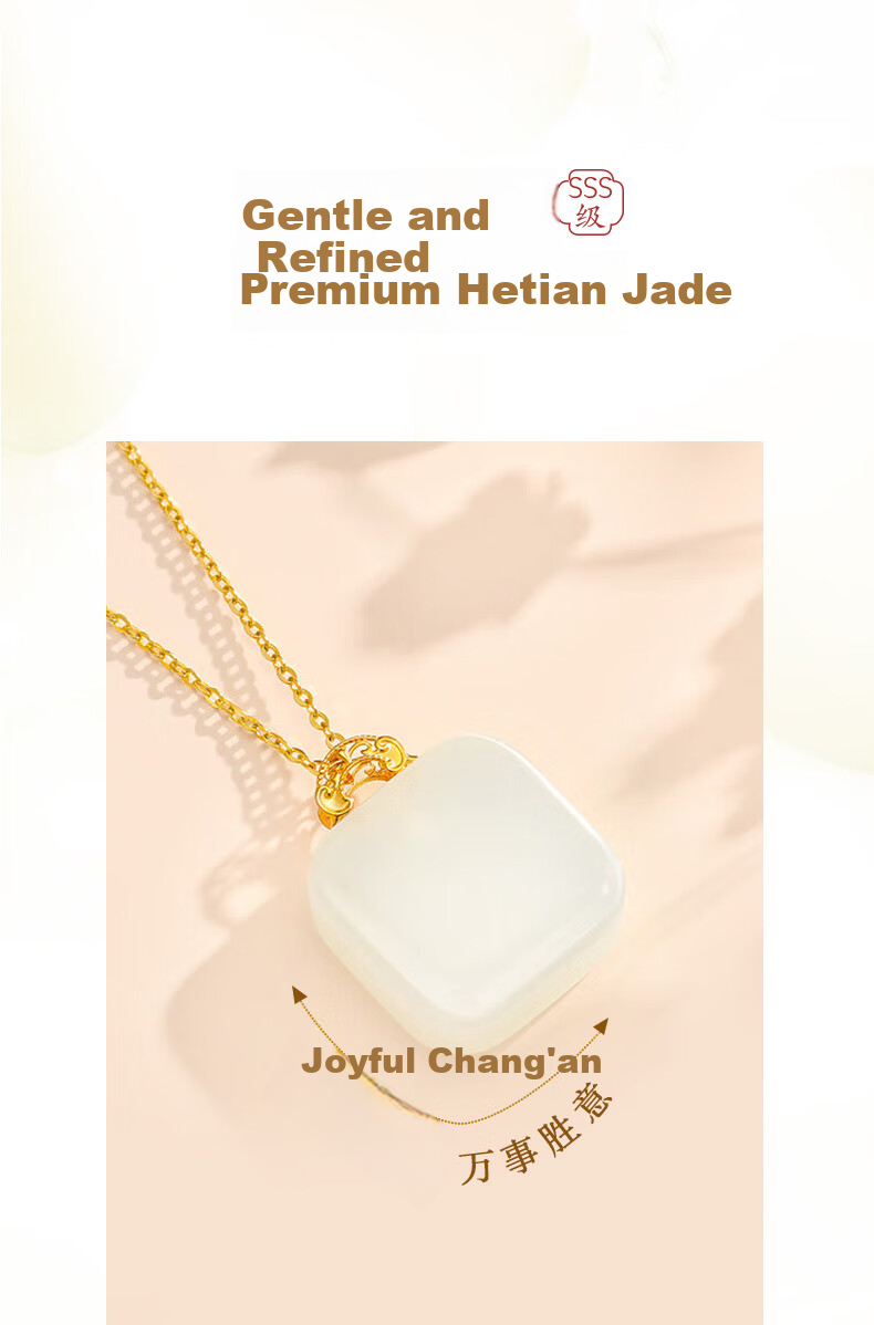 ALLOVE Hetian Jade Small Sugar Cube Necklace Women's Worry-Free Pendant Birthday 520 Valentine's Day Gift for Girlfriend Wife 4