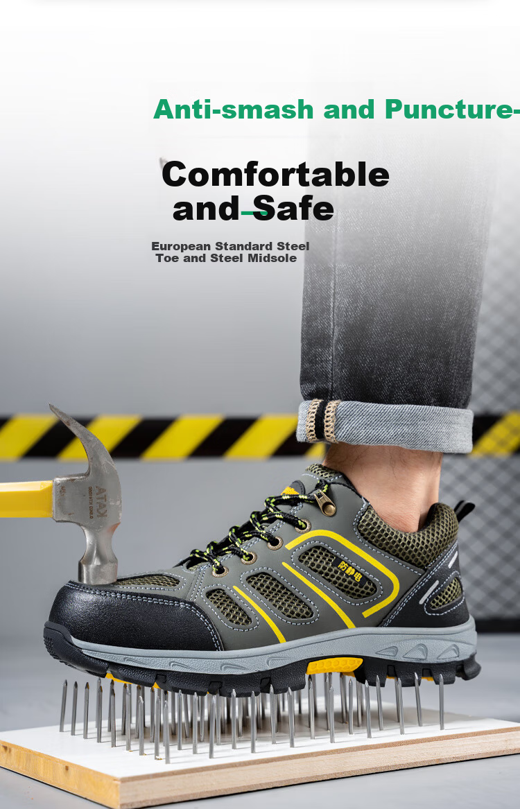 Jingtu Anti-Static Safety Shoes for Men Summer Breathable Steel Toe Cap Puncture-Resistant Work Shoes for Gas Station 857A Size 40 5