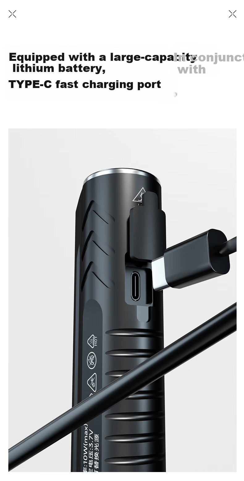 LEM Flashlight High Brightness Rechargeable Long Battery Life Outdoor Small Portable Multifunctional Magnetic Work Light Torch 13
