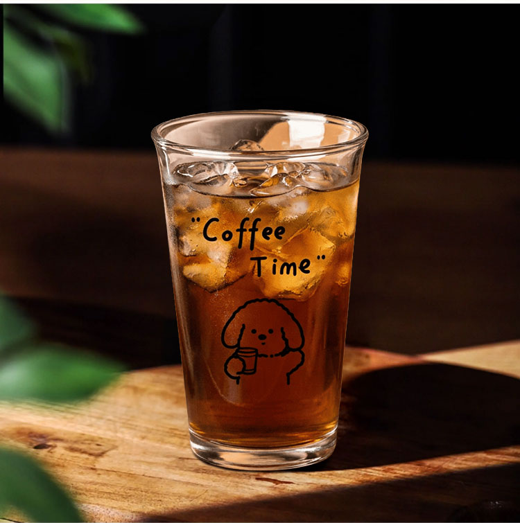 COODORA Glass Coffee Cup Iced Americano Latte Cola Mug Unisex Home Water Cup Milk Tea Special Mug 12