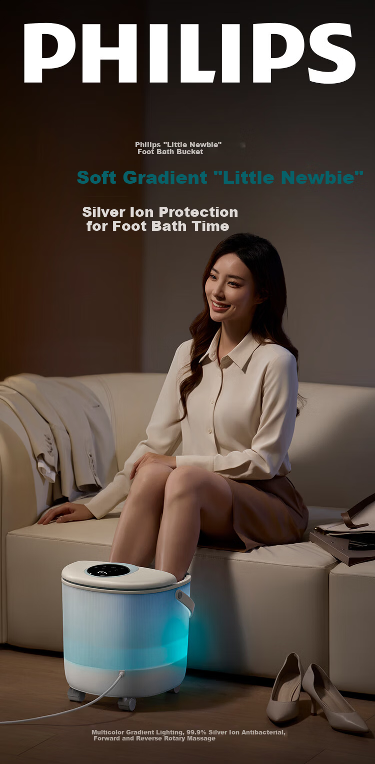 PHILIPS Foot Bath Bucket Automatic Massage Heating Intelligent Sterilization Knee Protection Steaming [Mid-Autumn Festival Gift] Birthday Present for Parents And Elders 3215F 2