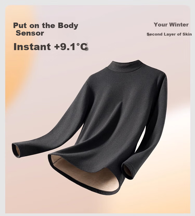 Caiyue Men's Thermal Underwear Set Mid-Neck Windproof 10A Antibacterial Wool Silk Half-High Collar Fleece Autumn Top and Bottom 4