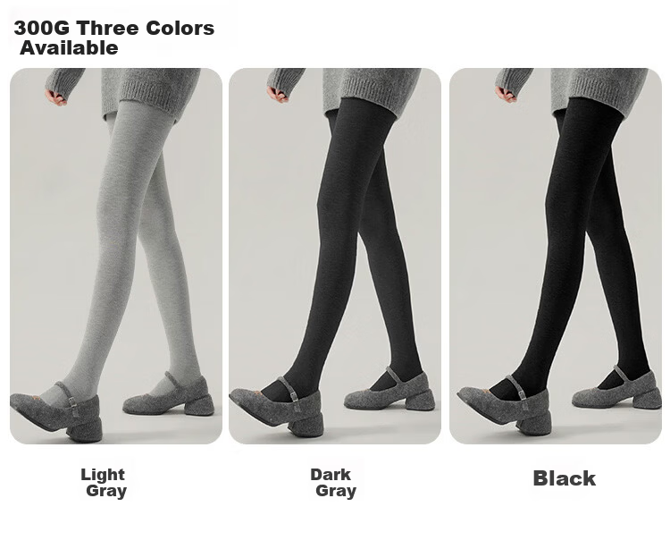 Nanjiren 300g Fleece-Lined Thick Leggings, Slimming Autumn And Winter Base Layer Pants for Women, Vertical Striped Tights, Warm Pants, Light Gray, Slip-O 19