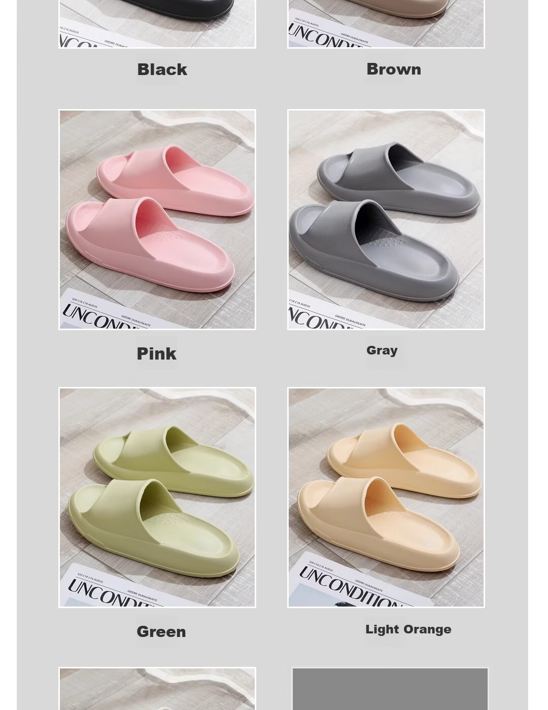 XGGC Men's Indoor Non-Slip Bathroom EVA Thick Sole Slippers Women's Summer Khaki Size 36-37 8