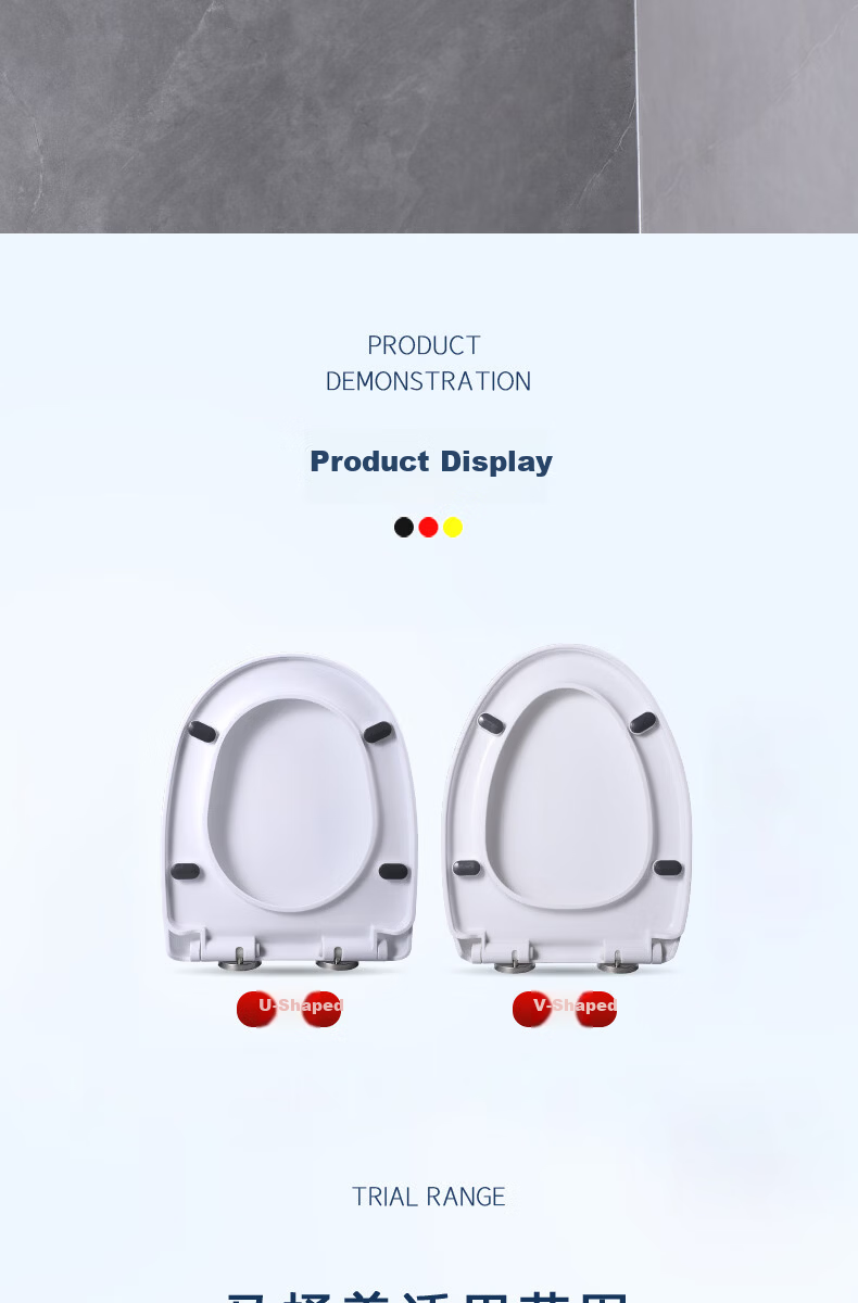 JROR [Germany] Universal V-Shaped Thickened Toilet Seat Cover Slow-Closing Pressure-Resistant Toilet Ring 14