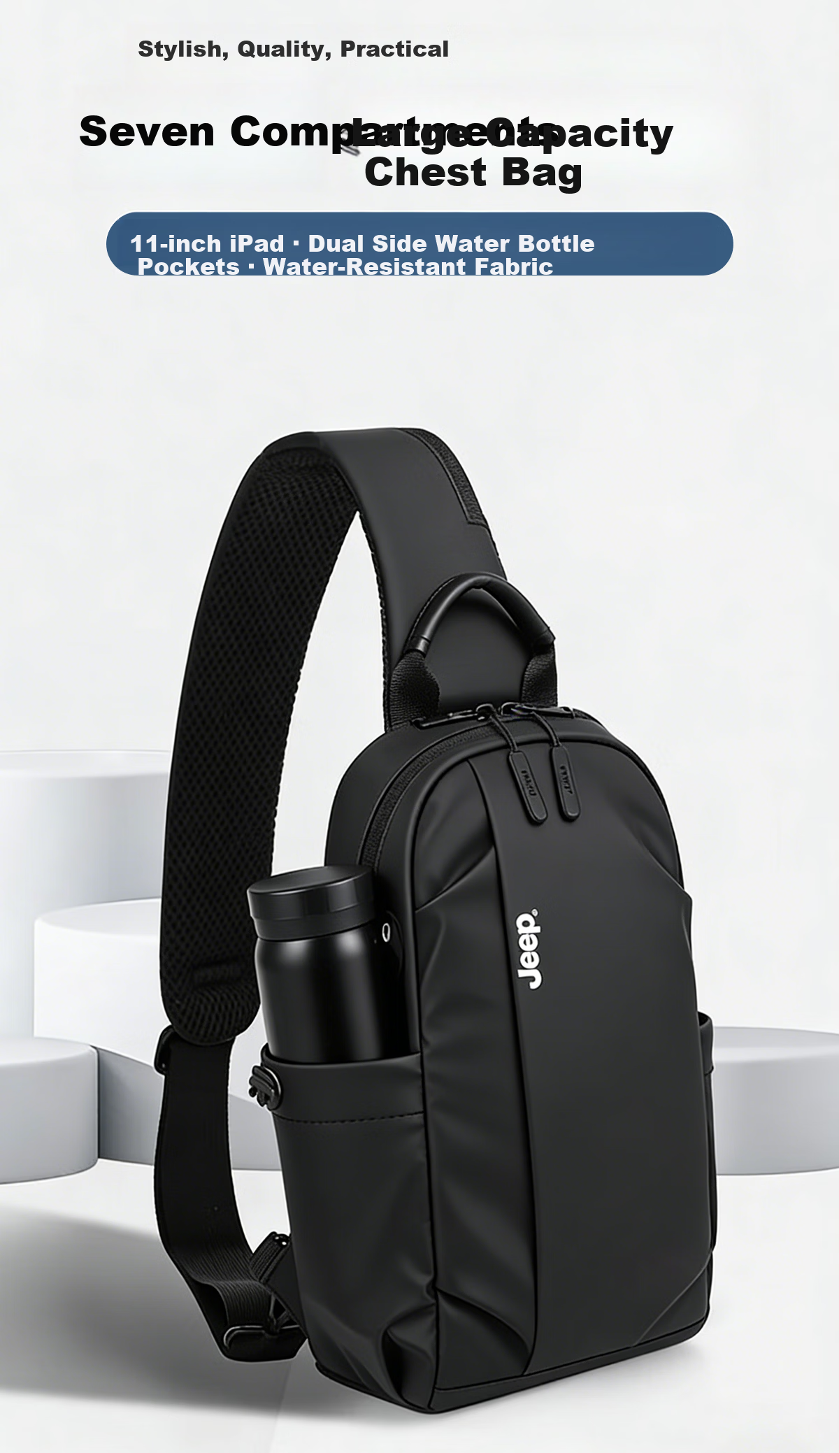 JEEP Men's Large Capacity Functional Crossbody Shoulder Bag Chest Bag 2026 New Commuter Cycling Sports Backpack 1