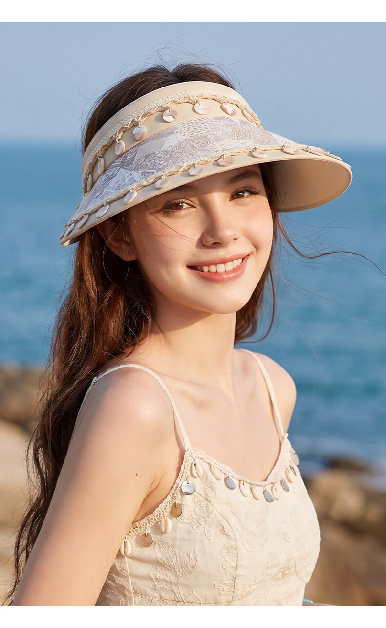 CACUSS Large Brim Sun Hat for Women Summer UV Protection Outdoor Open Top Vacation Sun Hat Floral Brown 9