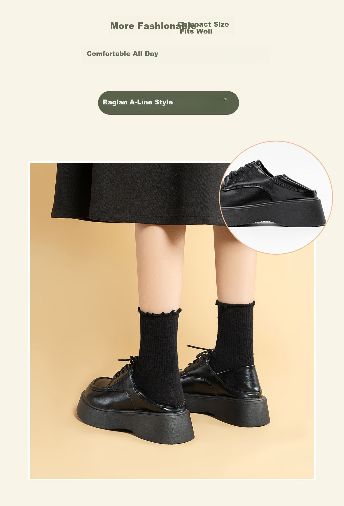 Warrior British Style Women's Small Leather Shoes Spring Summer Versatile Thick Sole Loafers Fashion Comfortable Casual Shoes Black Size 35 7