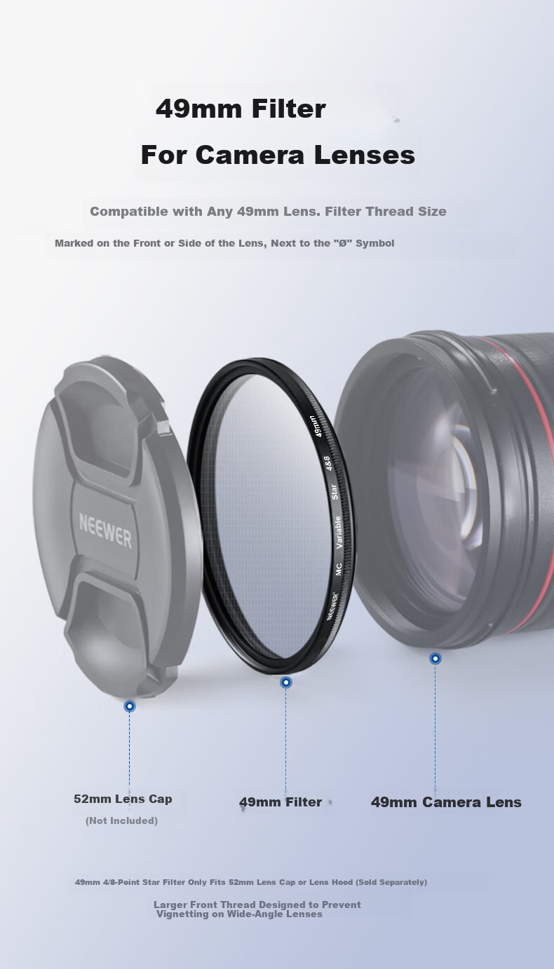 NEEWER Adjustable 4/8-Point Star Filter Short Line Starburst Lens Filter 58mm for Canon Sony Nikon Fuji Tamron Sigma Leica DSLR Mirrorless Cameras 6