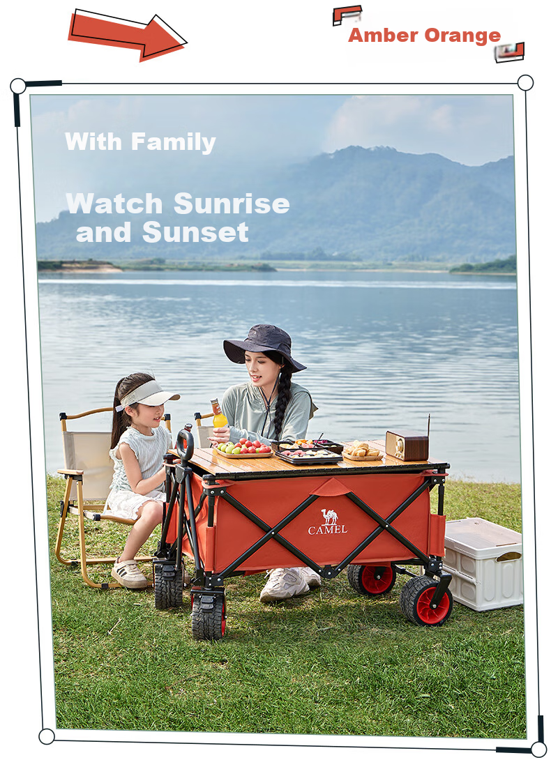 CAMEL Yutu Camp Outdoor Camping Cart Large Capacity Folding Wagon for Grocery Shopping, Kids, Dog Walking, and Picnic 19