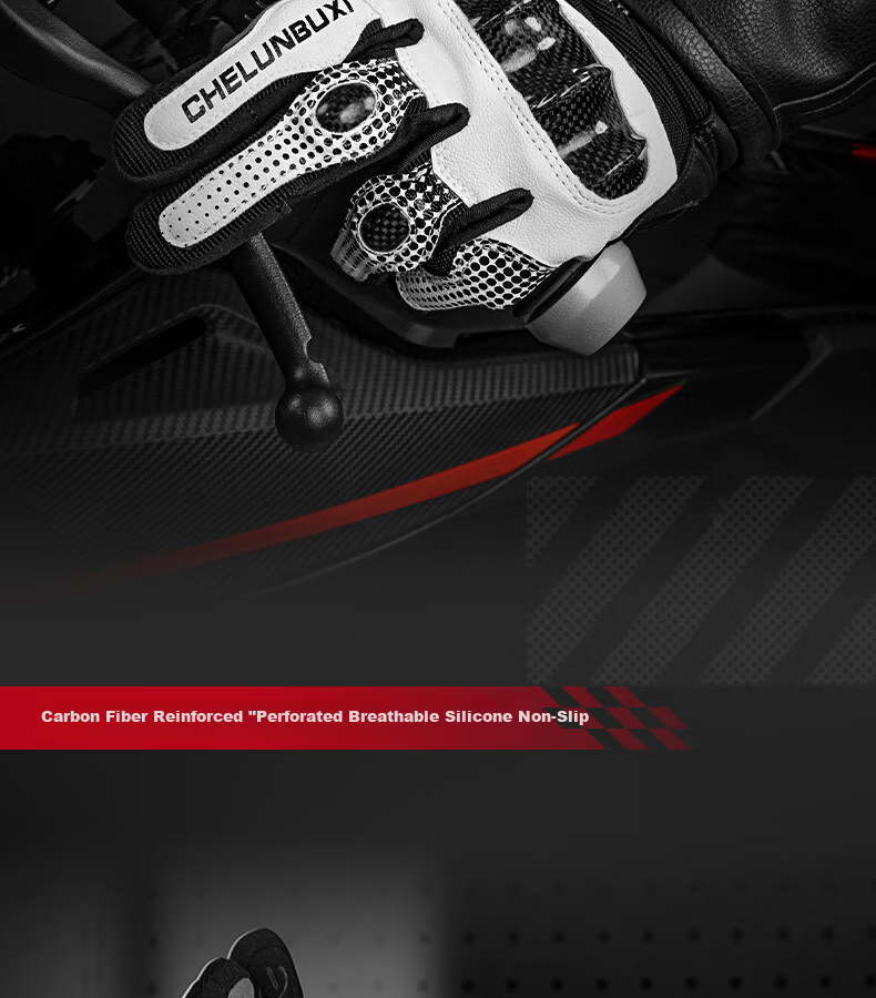 Endless Wheels Riding Motorcycle Gloves Summer Carbon Fiber Biker Gear Unisex All-Season Full Finger Touchscreen White XL 2