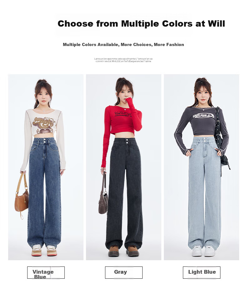 Baleno Vintage Blue Fleece-Lined Thickened Straight-Leg Jeans for Women Autumn Winter 2025 New High-Waist Slimming Warm Wide-Leg Pants Female 4